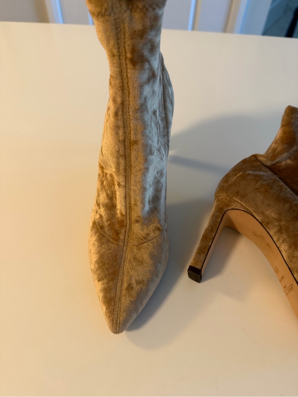 Jimmy Choo Camel Velvet Pointed Toe Booties